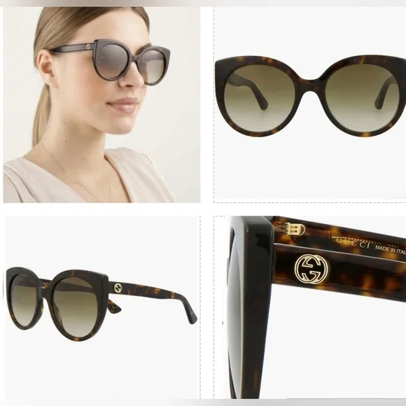 GUCCI CLASSIC AND TIMELESS HAVANA FRAMES WITH “GG” GOLD LOGO ON TEMPLES SUNNIES